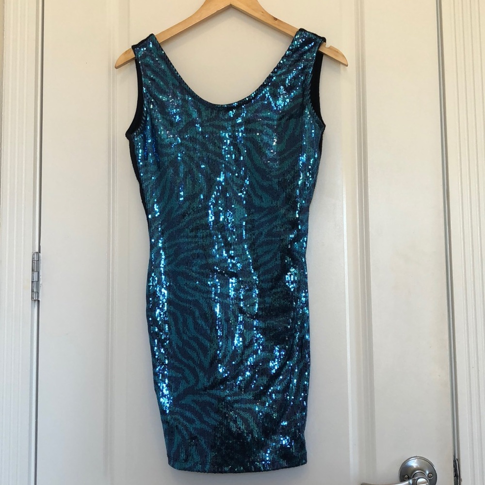 Perfect for NYE!! Blue Zebra Sequin Mini